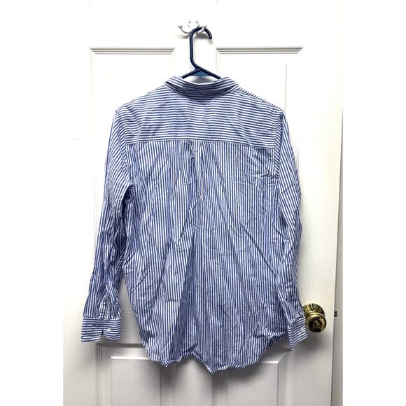 Rails Beaded Button Up Blouse Blue White Stripes Holiday Glam Women’s Size L - Picture 2 of 10